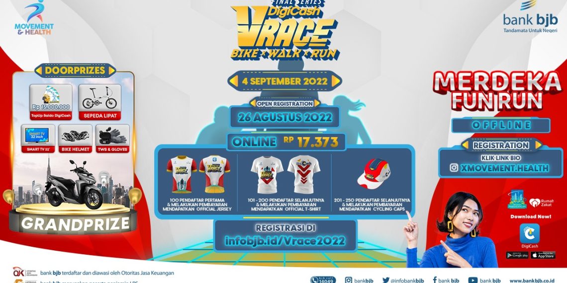Ayo Ikutan DigiCash VRACE Bike, Walk & Run Final Series, Raih Gaya Hidup Sehat dan Hadiahnya
