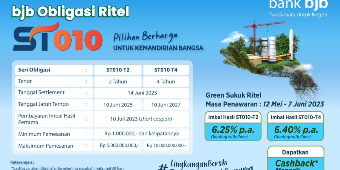 bank bjb Ikut Tawarkan ST010, Ada Cashback Menarik bagi Investor