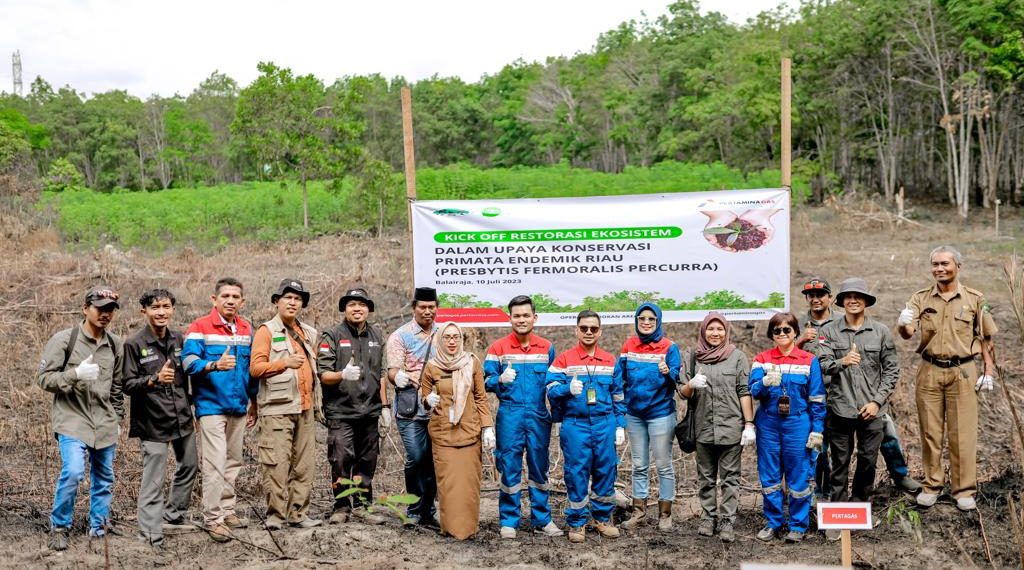 Pertagas Tanam 1.200 Pohon, Perkuat Konservasi Primata Endemik Riau di Balai Raja