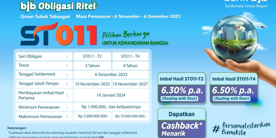 Dukung Ekonomi Hijau, bank bjb Tawarkan Sukuk Pemerintah ST011 dengan Penawaran Menarik